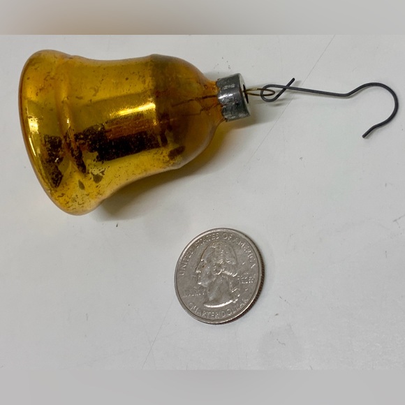 Mid Century Antique Mercury Glass Figural Bell Christmas Tree Ornament - Picture 3 of 9